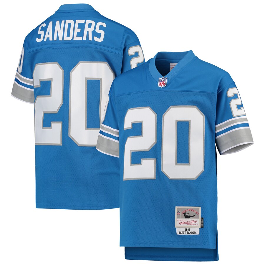 Youth Detroit Lions #20 Barry Sanders Mitchell & Ness Blue 1996 Legacy Retired Player Jersey